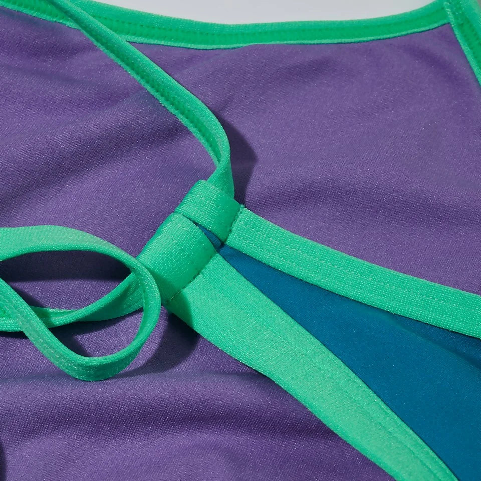 Speedo Women's Solid Tie Back Crop Top