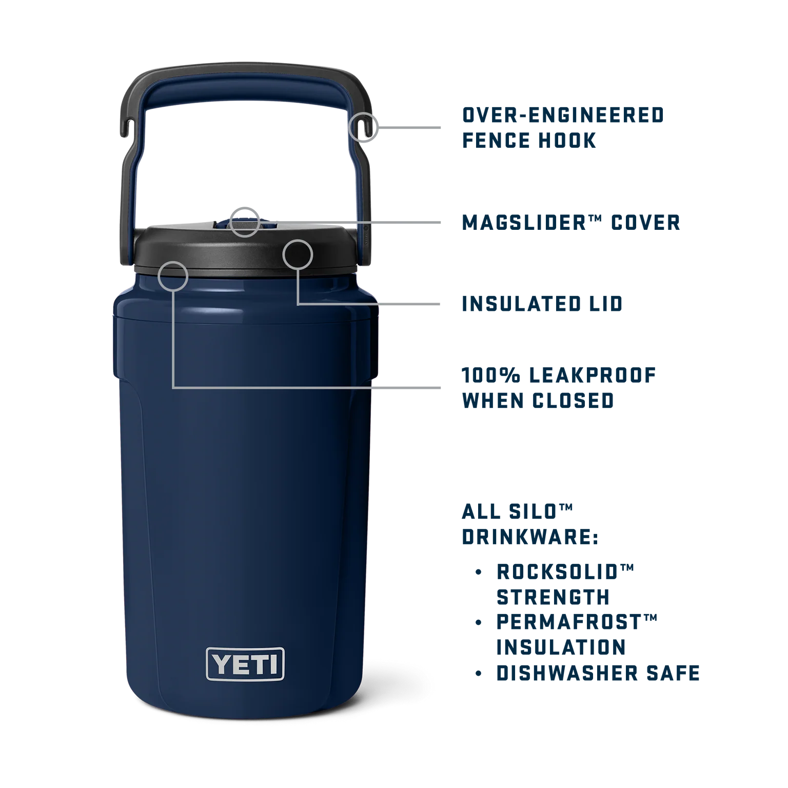 Yeti Silo Half Gallon Magslider Straw Cap Jug 64oz (1.9L)