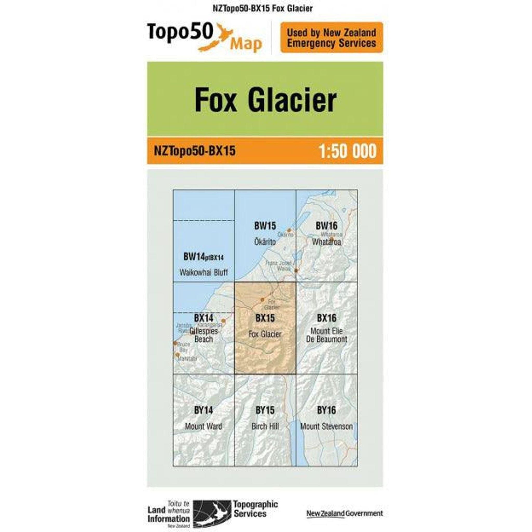 Topo Map 50 Fox Glacier BX15 Outside Sports