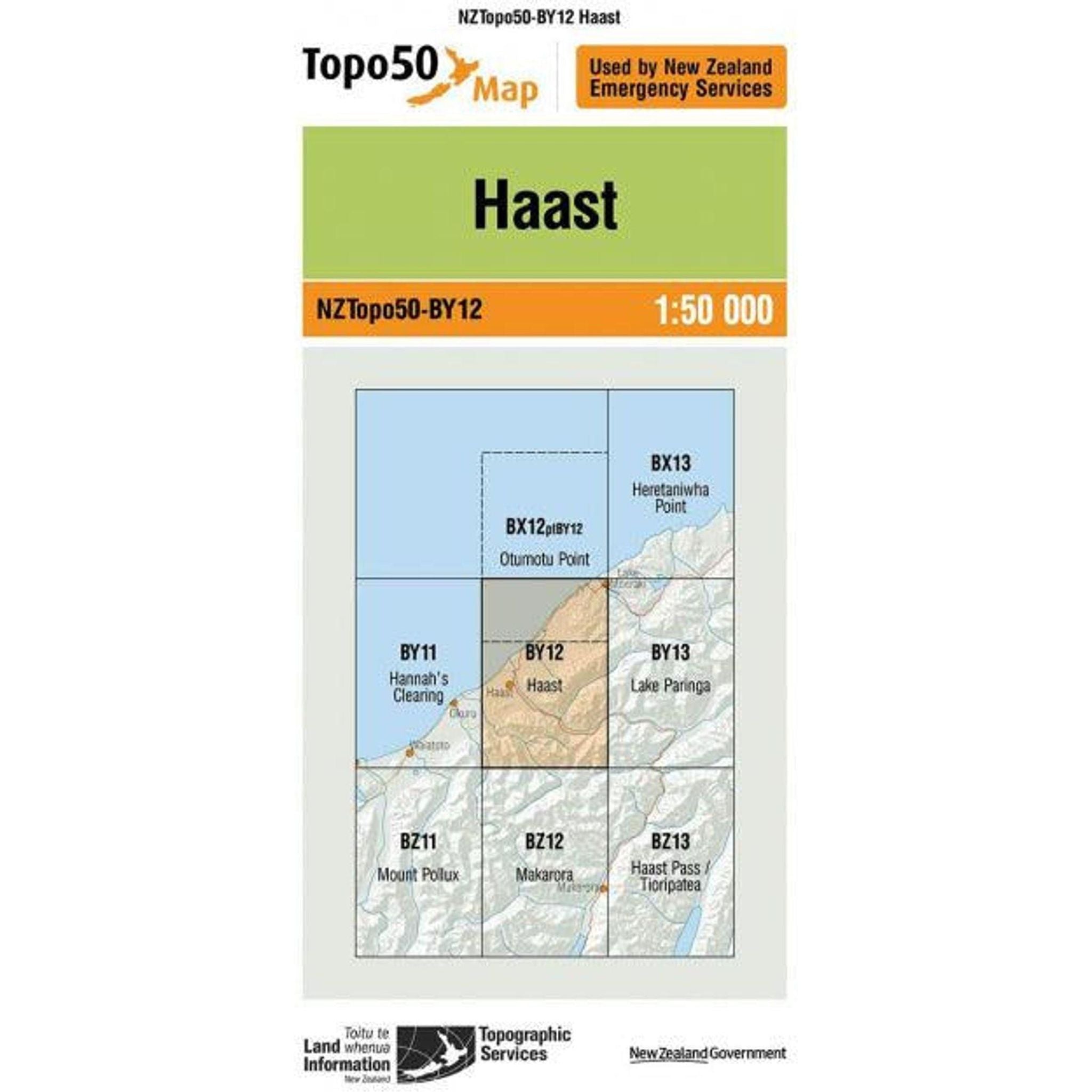 Topo Map 50 Haast BY12 Outside Sports