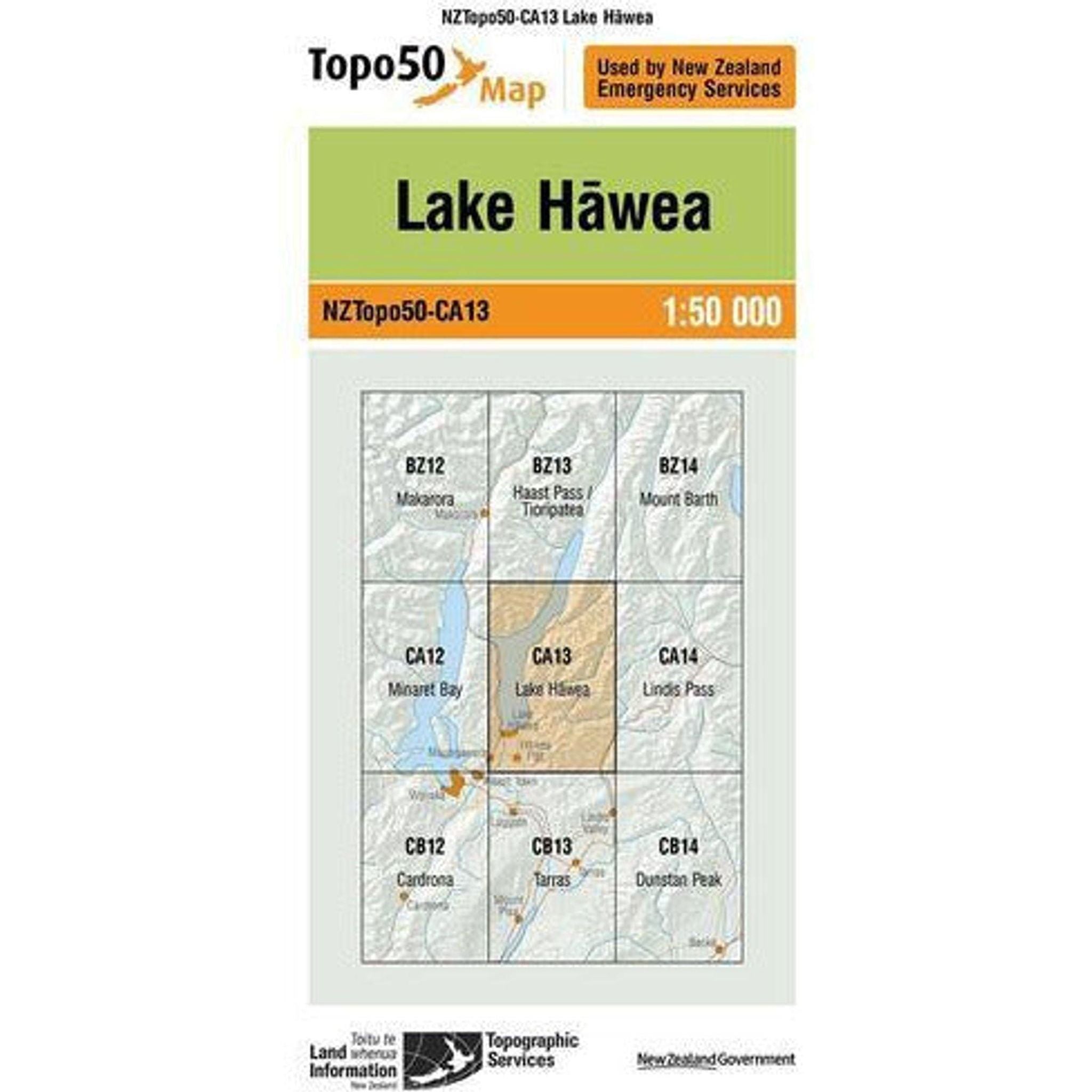 Topo Map 50 Lake Hawea CA13 Outside Sports