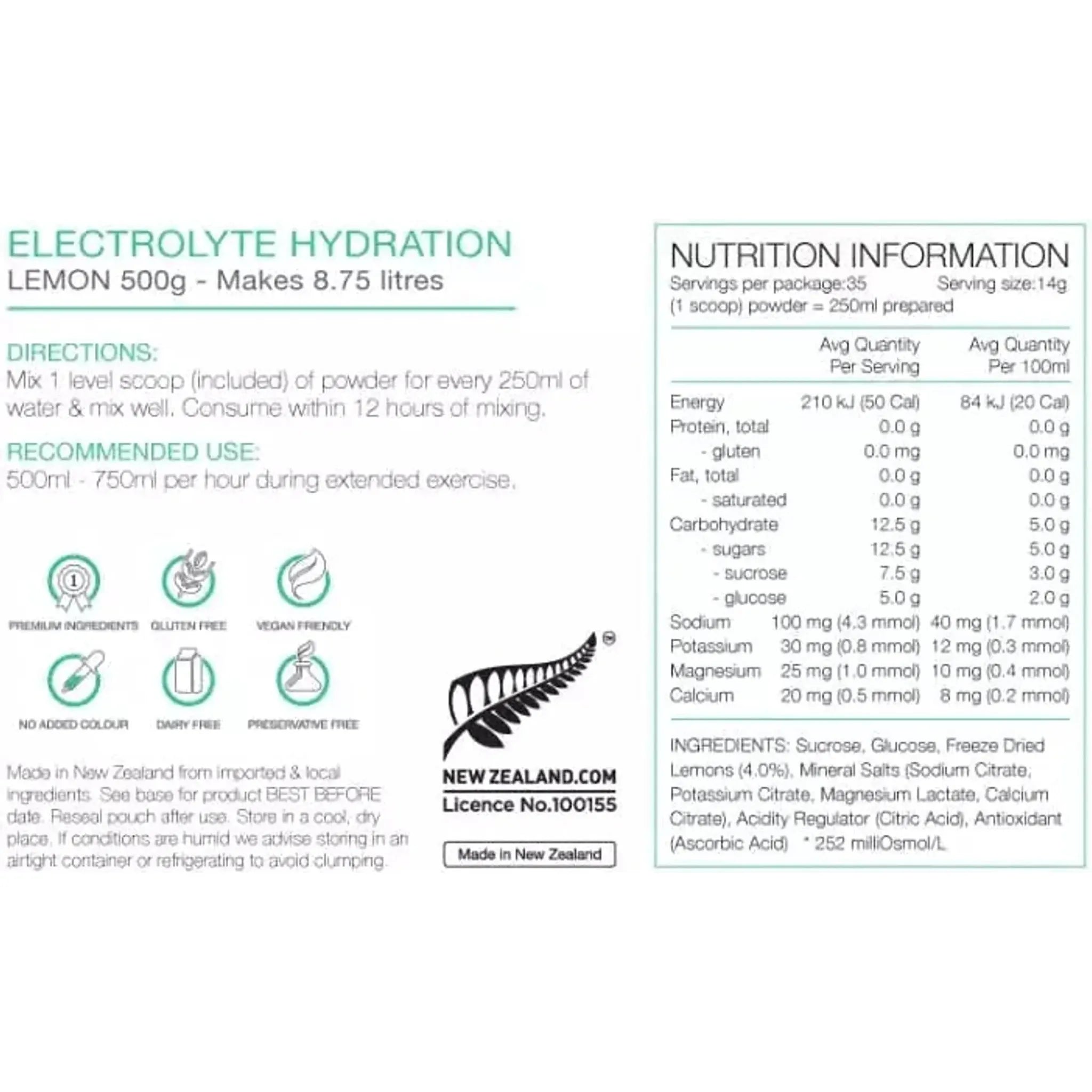Pure Electrolyte Hydration 500g Pouch Outside Sports