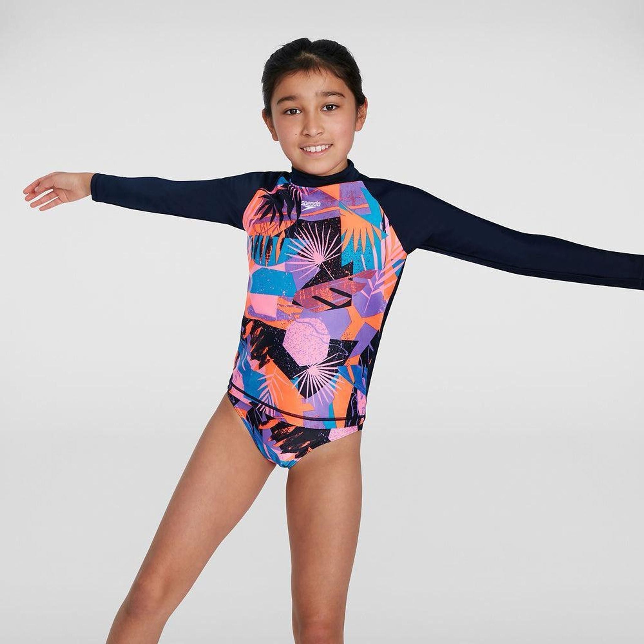 Speedo Girls Printed LS Rash Top Outside Sports