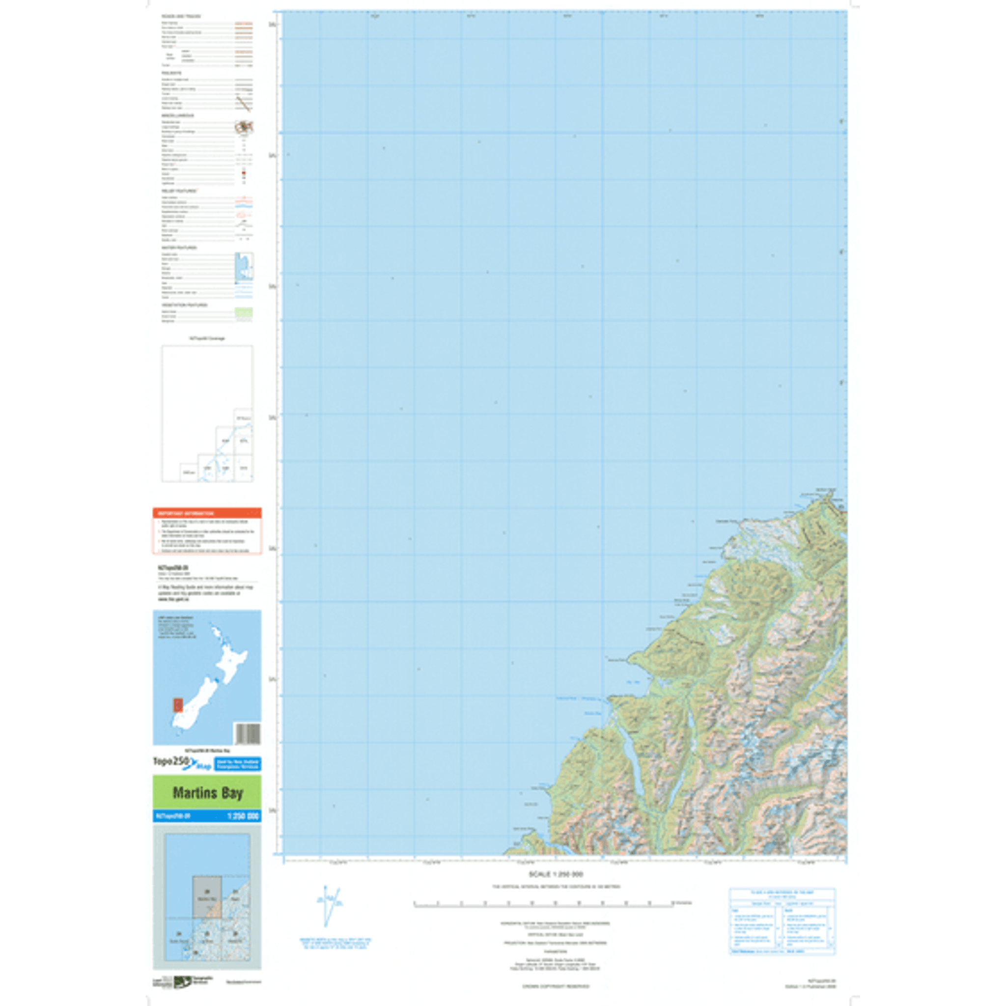 Topo Map 250 Martins Bay Outside Sports
