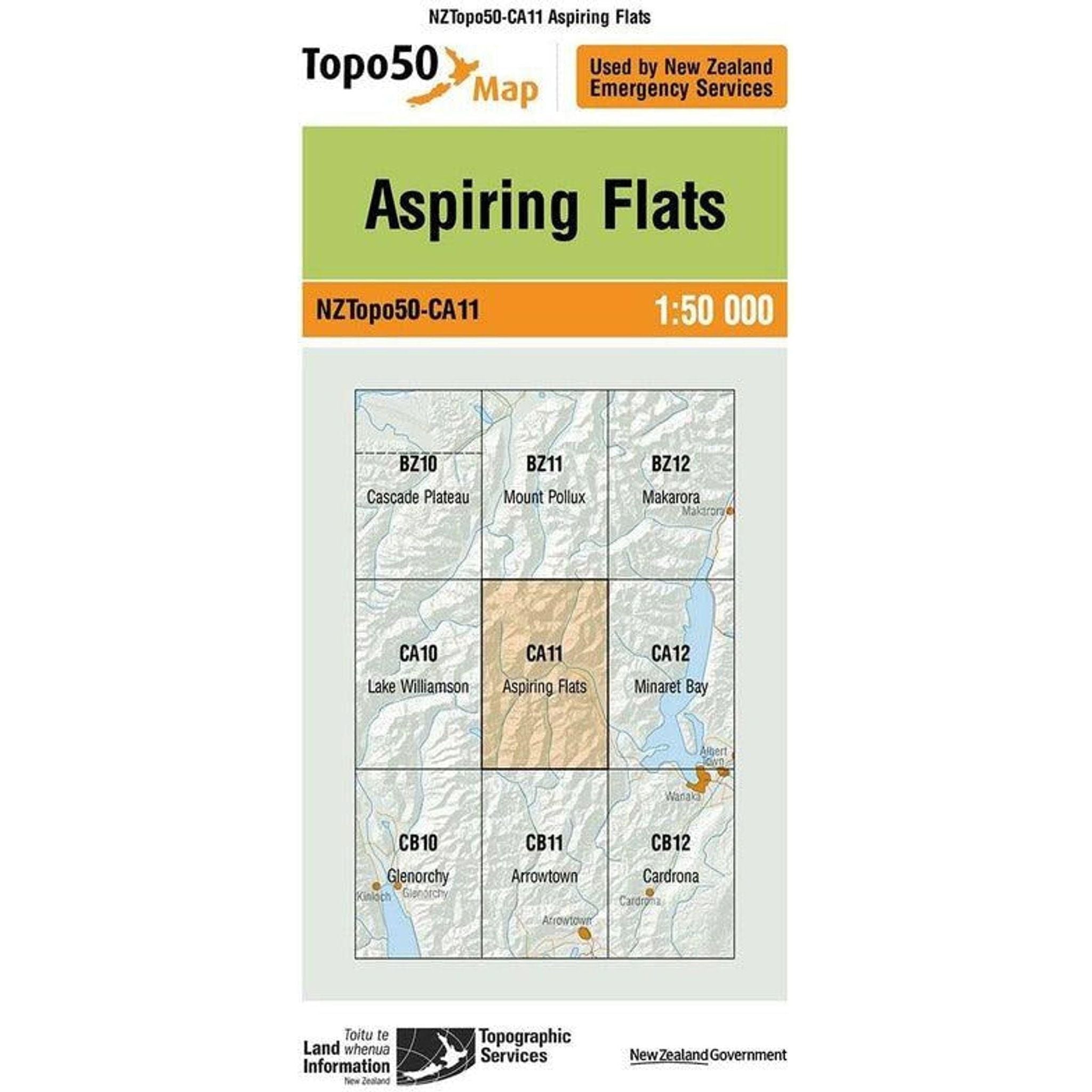 Topo Map 50 Aspiring Flats CA11 Outside Sports