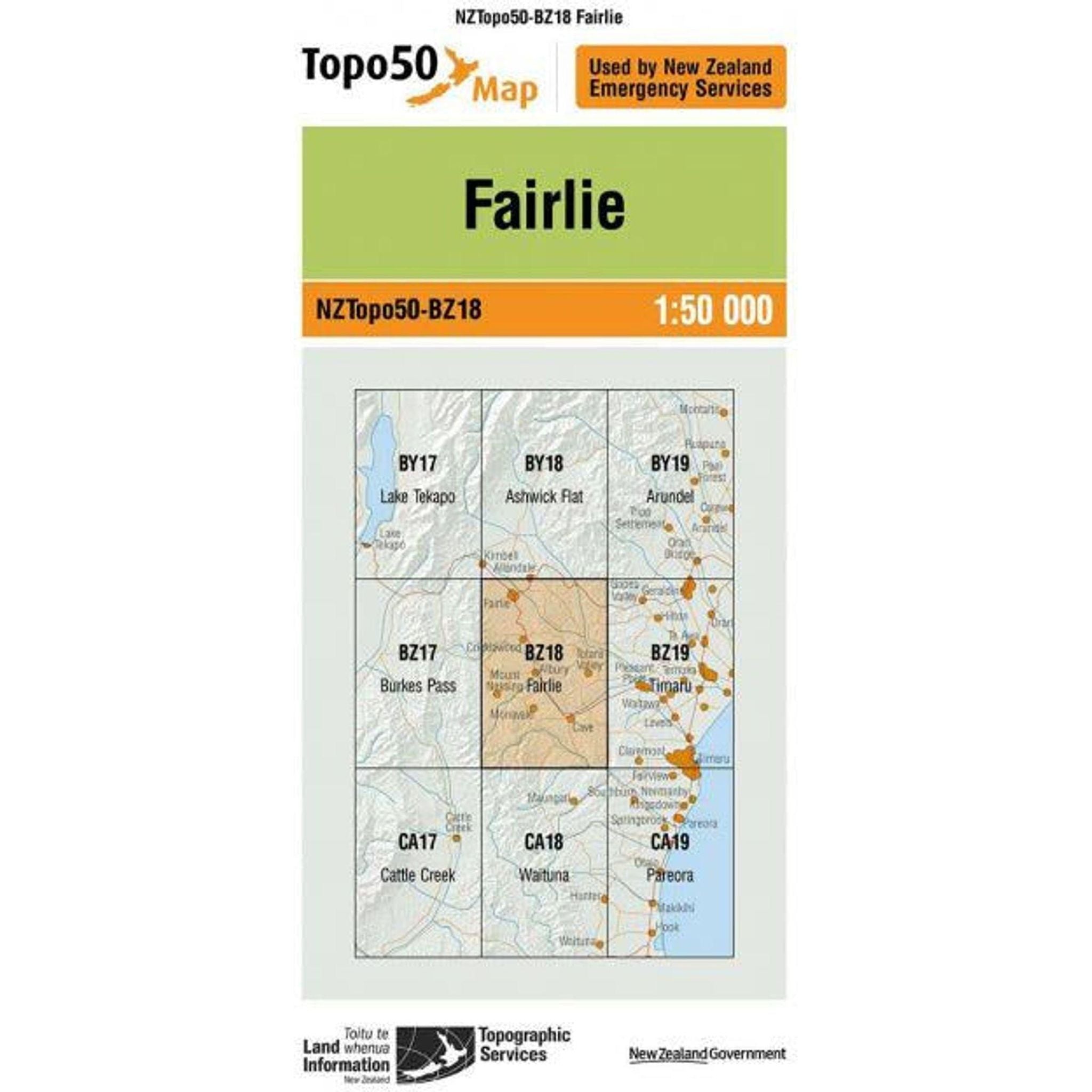 Topo Map 50 Fairlie BZ18 Outside Sports