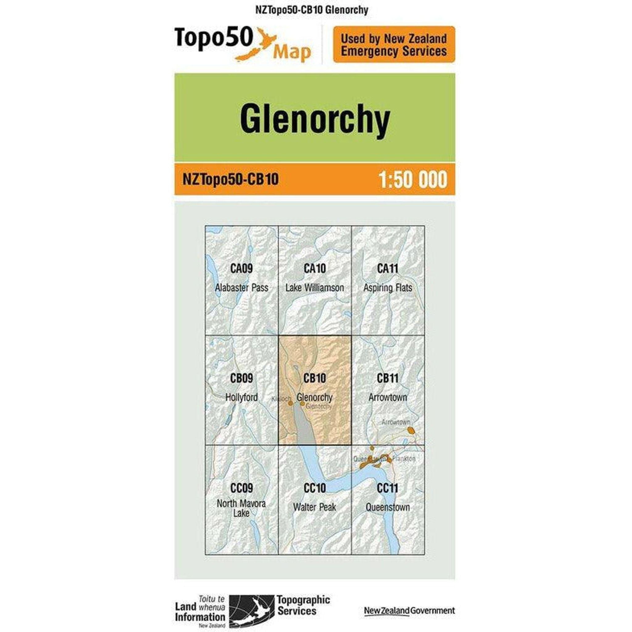 Topo Map 50 Glenorchy CB10 Outside Sports