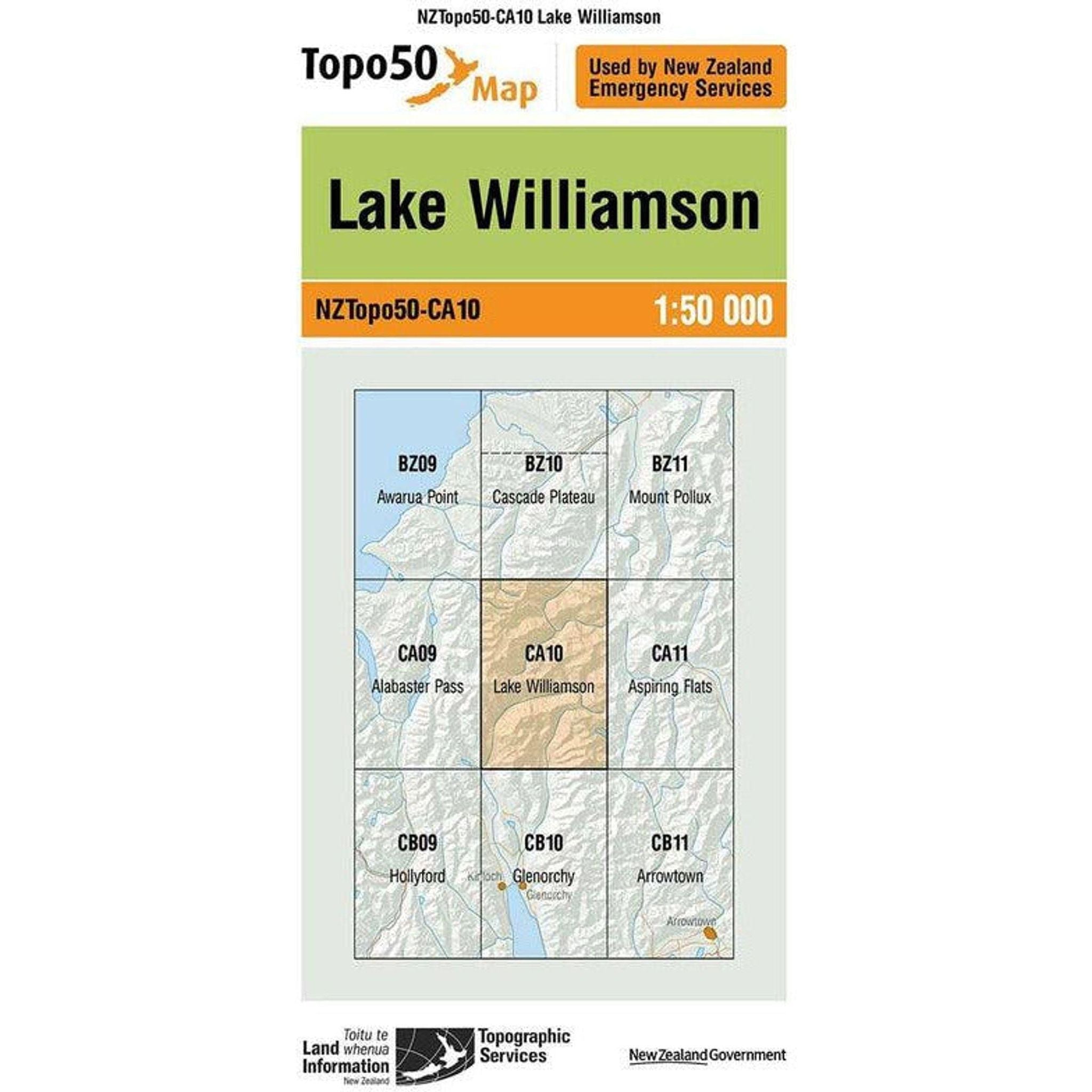 Topo Map 50 Lake Williamson CA10 Outside Sports