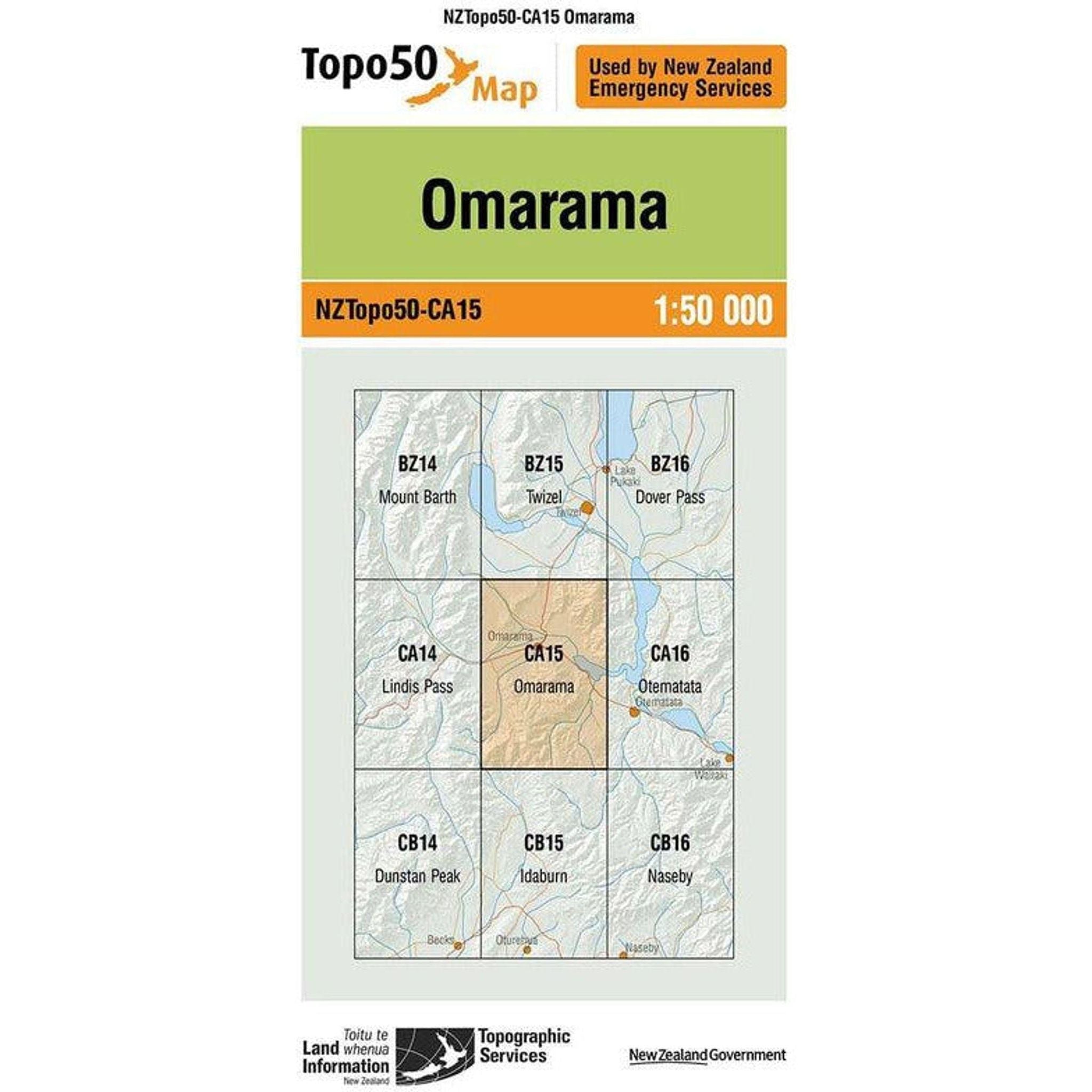 Topo Map 50 Omarama CA15 Outside Sports