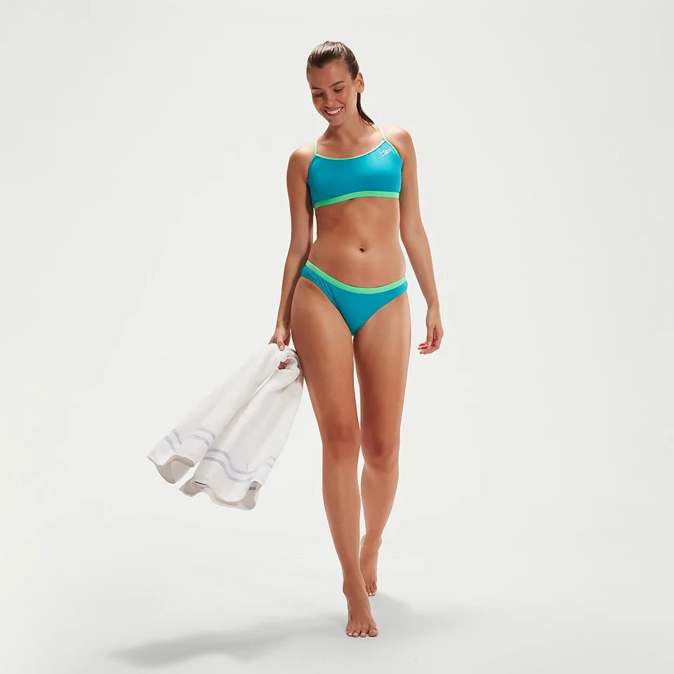 Speedo Women's Solid Tie Back Crop Top