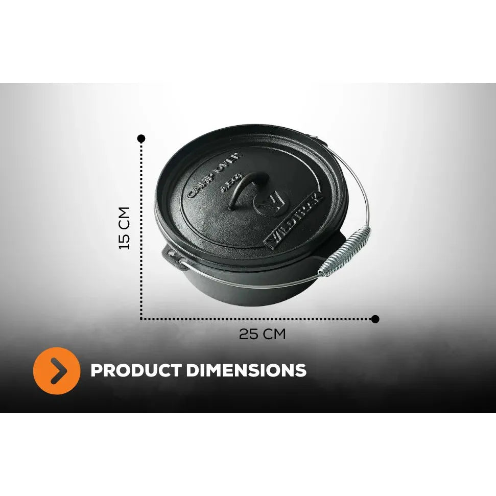 Wildtrak 4.5 Quart Heavy Duty 25x15cm Camp Oven