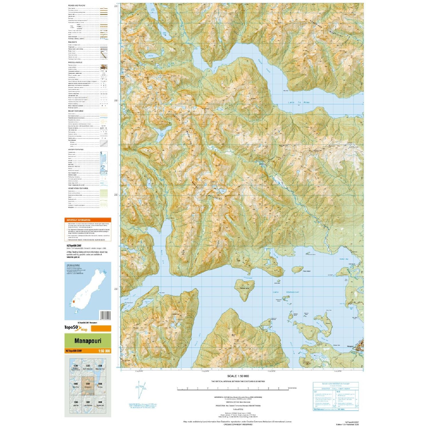 Topo Map 50 Manapouri CD07