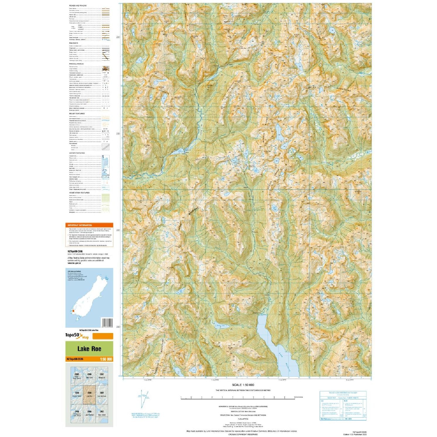 Topo Map 50 Lake Roe CE06