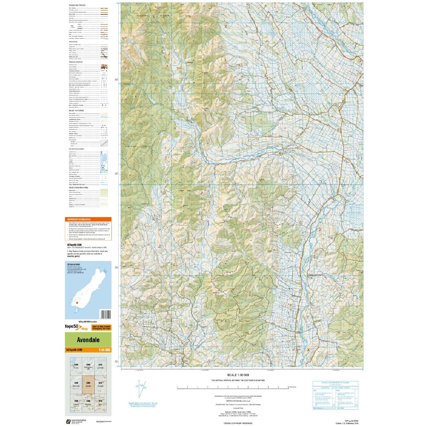 Topo Map 50 Avondale CE09