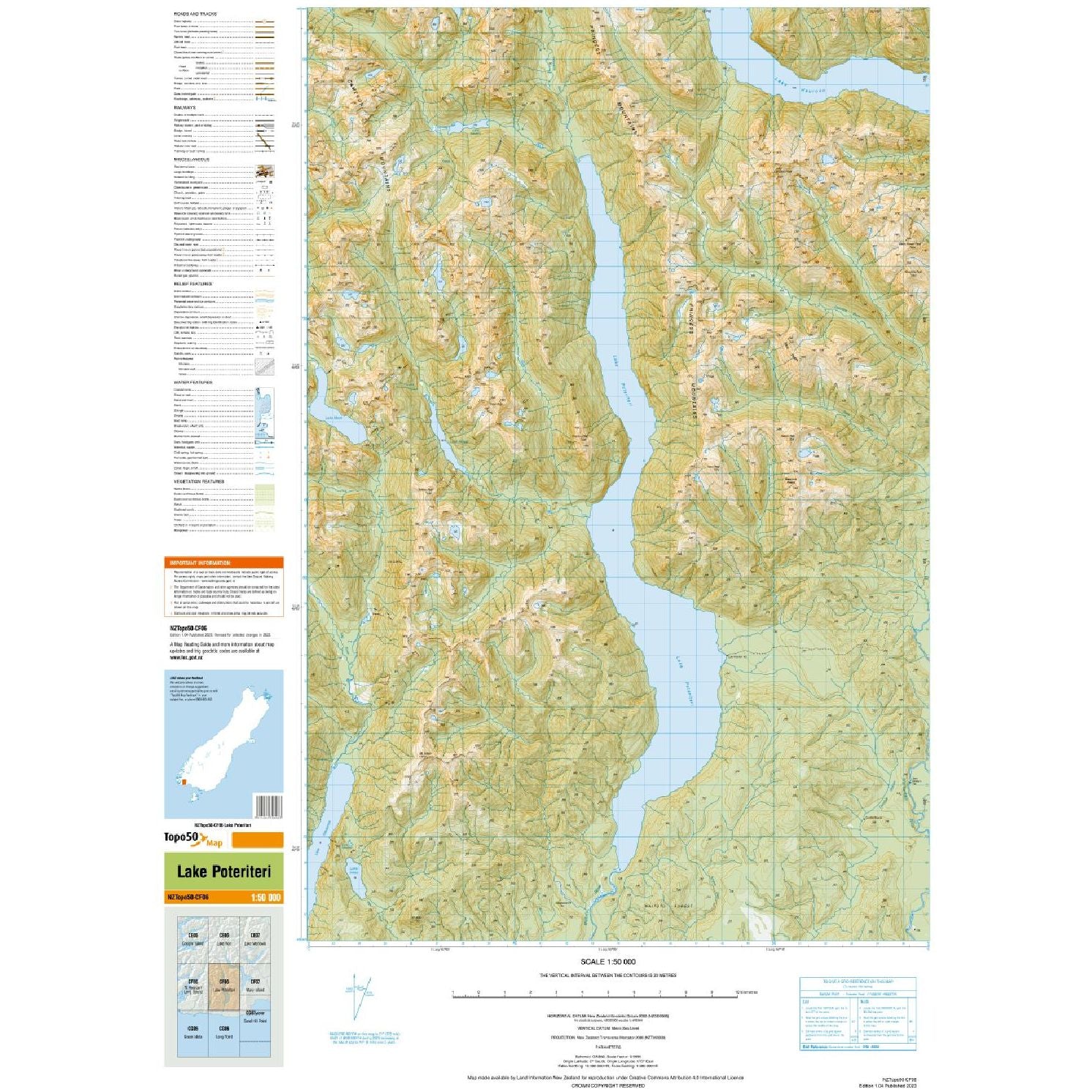 Topo Map 50 Lake Poteriteri CF06