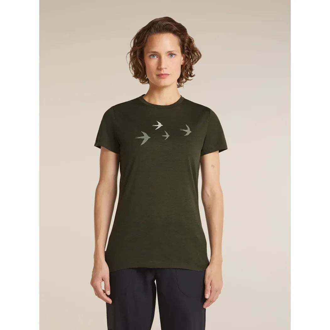 Icebreaker Women's Merino 150 Tech Lite SS Tee Bird Transit T-Shirts Outside Sports