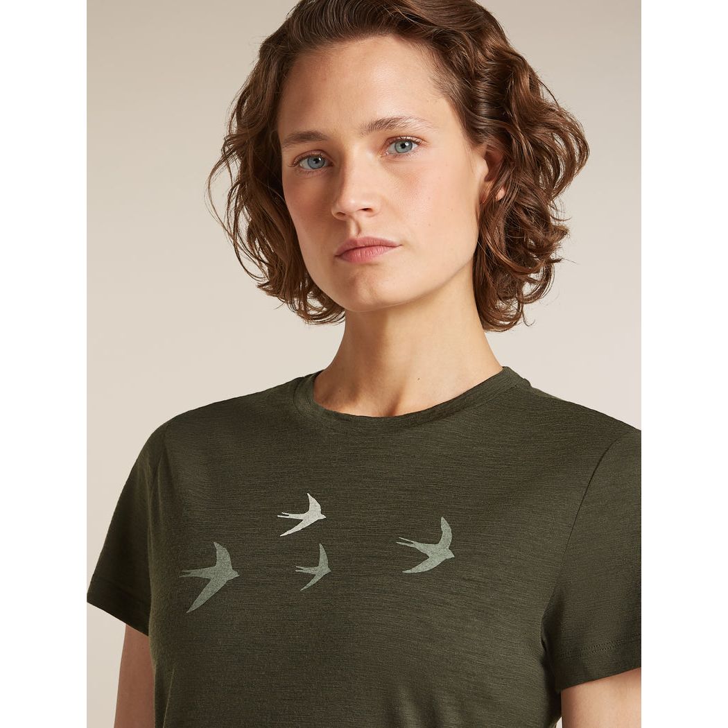 Icebreaker Women's Merino 150 Tech Lite SS Tee Bird Transit T-Shirts Outside Sports