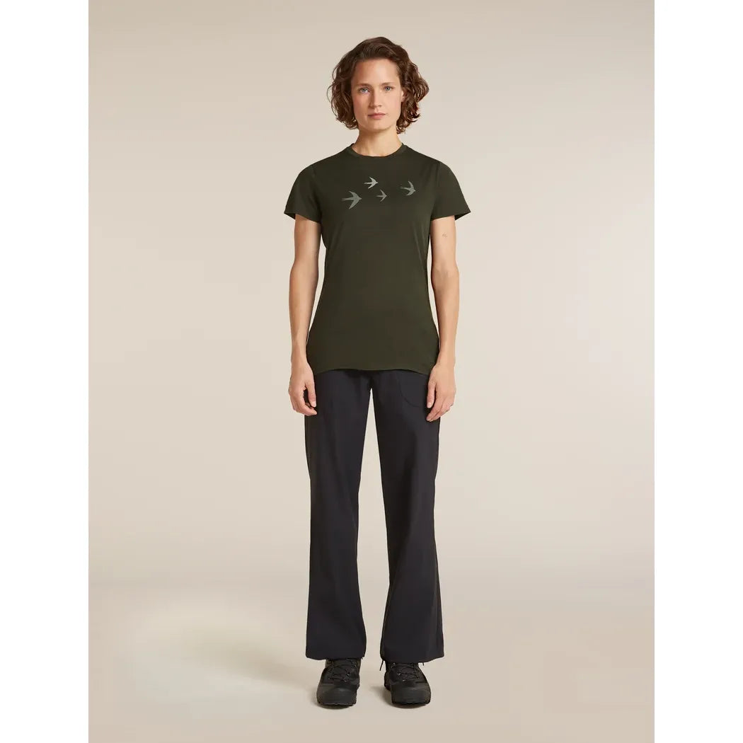 Icebreaker Women's Merino 150 Tech Lite SS Tee Bird Transit T-Shirts Outside Sports