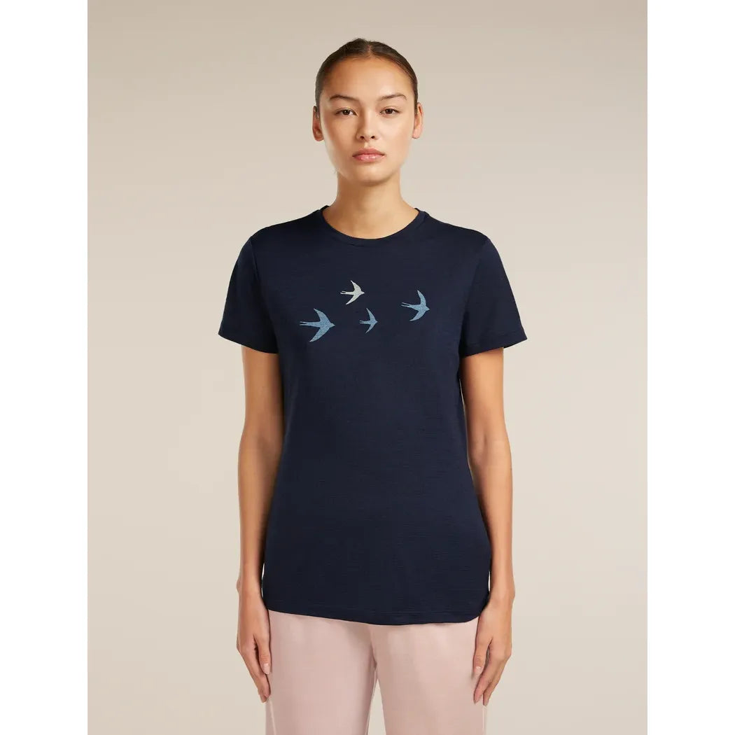 Icebreaker Women's Merino 150 Tech Lite SS Tee Bird Transit T-Shirts Outside Sports