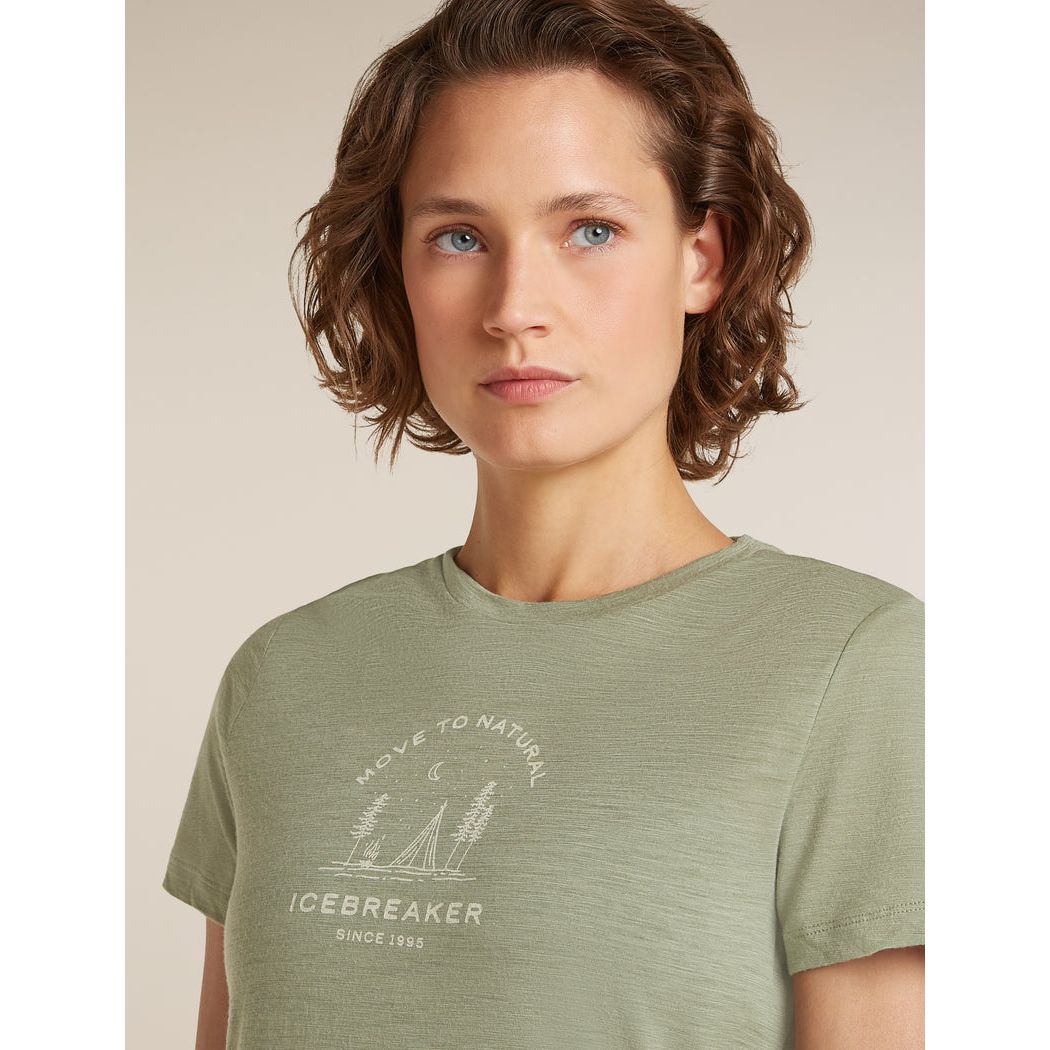 Icebreaker Women's Merino 150 Tech Lite T-Shirt Peaceful Pass T-Shirts Outside Sports
