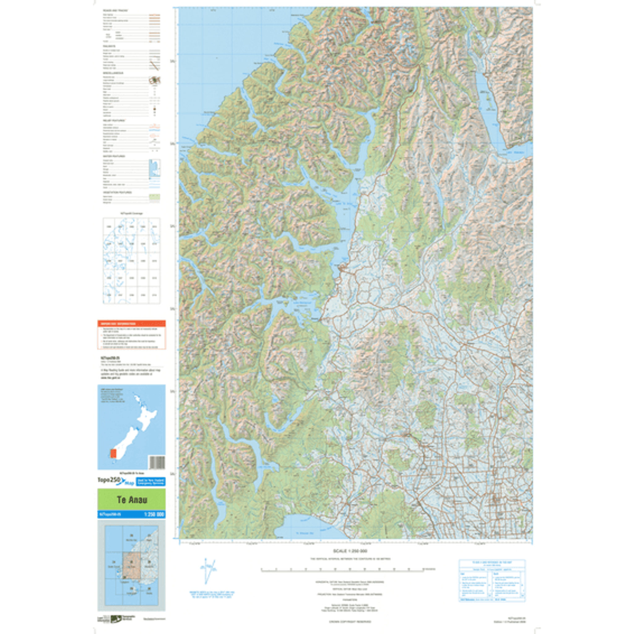 Topo Map 250 Te Anau Outside Sports