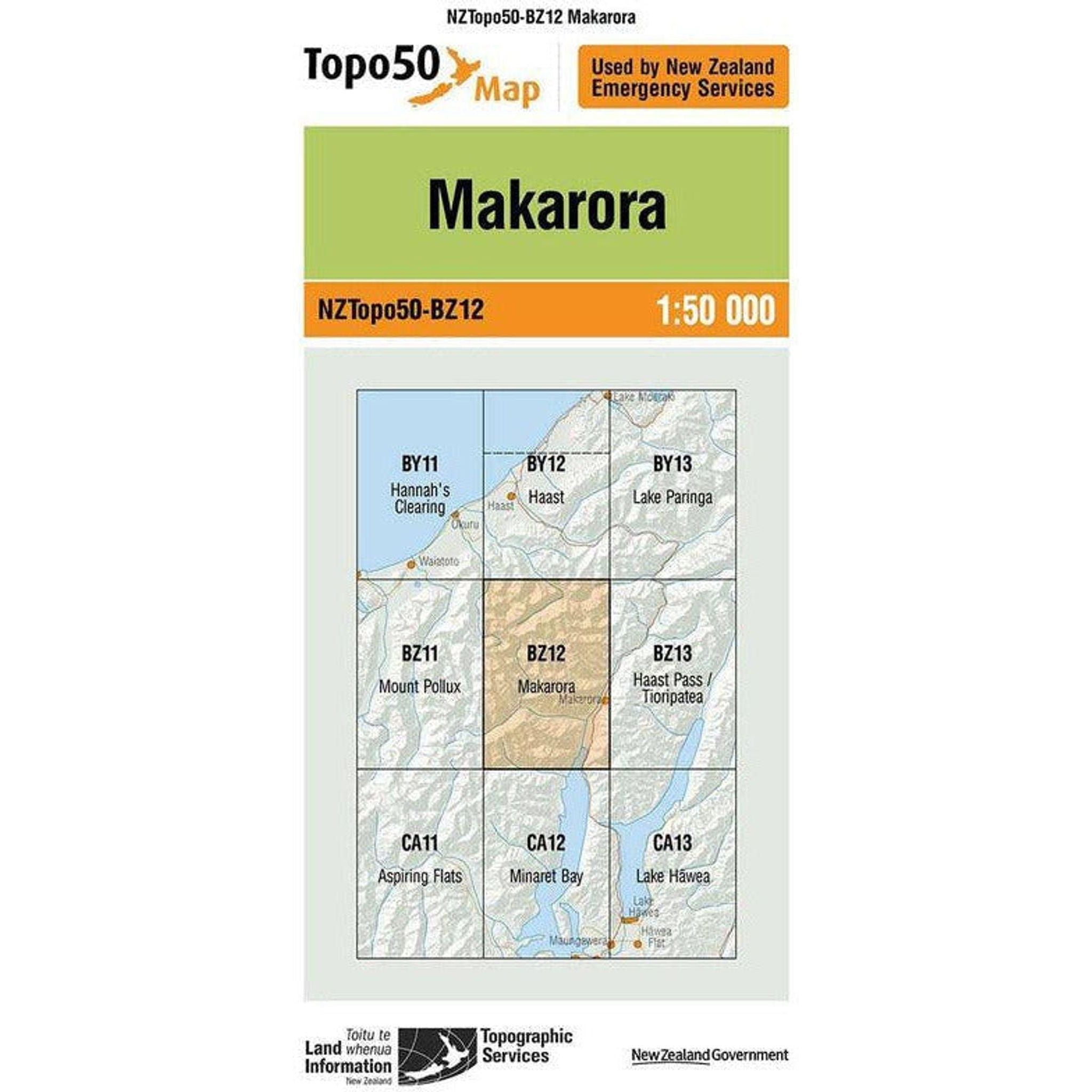 Topo Map 50 Makarora BZ12 Outside Sports