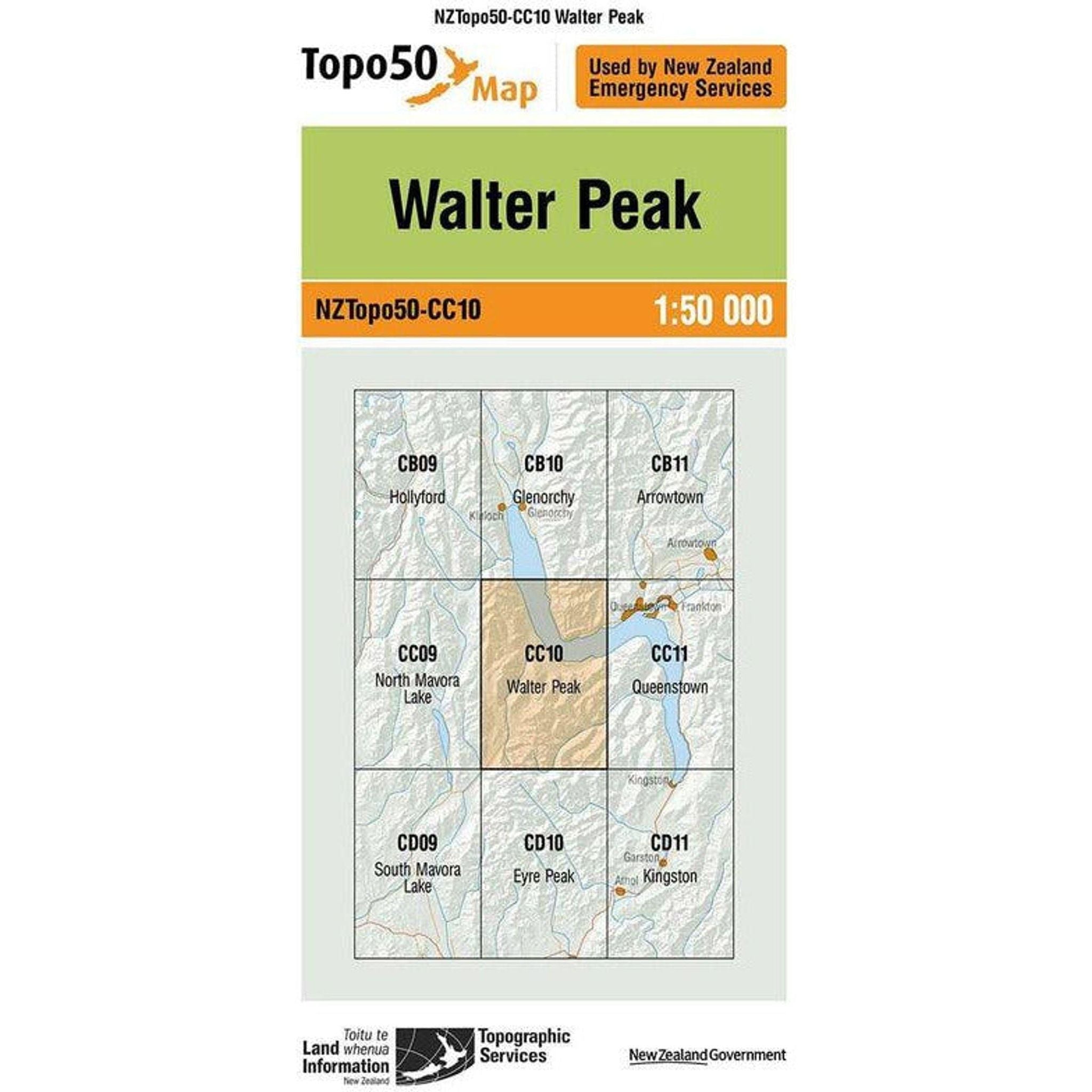 Topo Map 50 Walter Peak CC10 Outside Sports