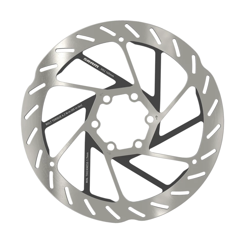 SRAM 6-bolt HS2 Rotor (Includes Steel Rotor Bolts) Rounded